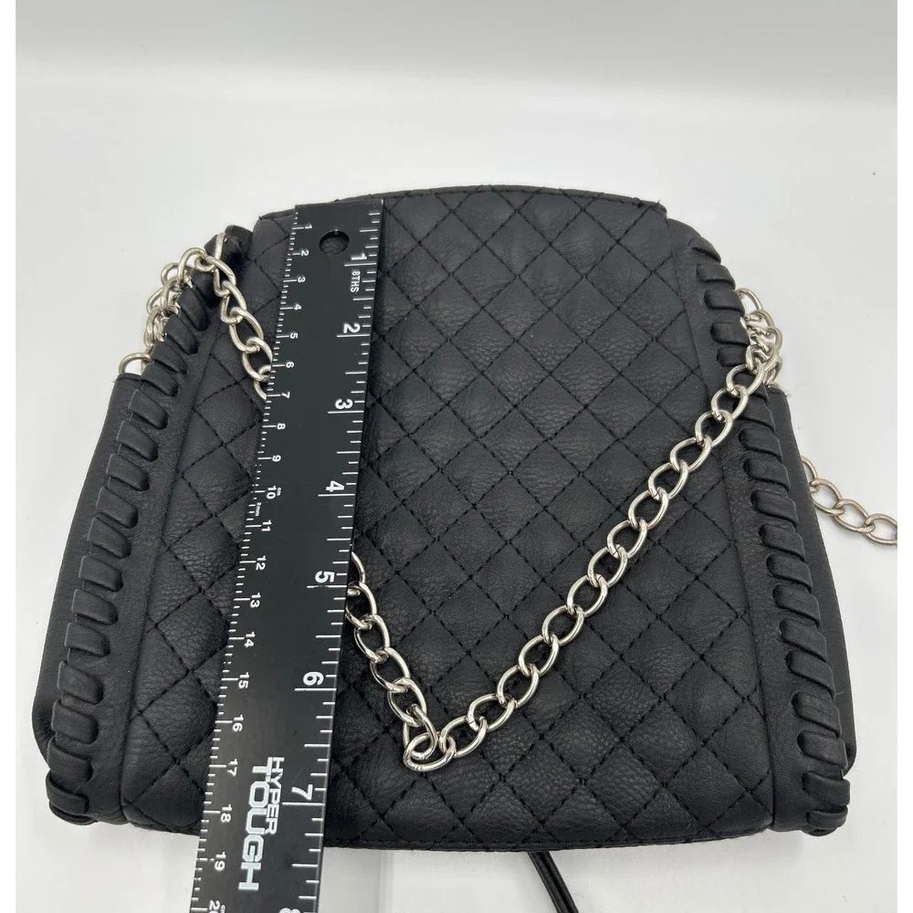 No Boundaries Black Quilted Crossbody Bag Chain Whipstitch NB163198 Faux Leather - Picture 7 of 8